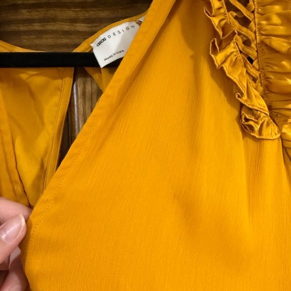 ASOS Mustard Ruffled Mini Dress - Picture 4 of 8